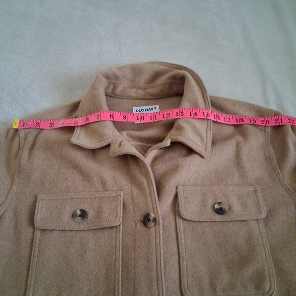 Old Navy Women's Size 2X Camel Soft-Brushed Wool Blend Utility Shacket - Picture 10 of 14